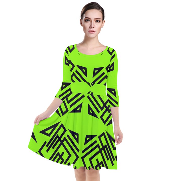 Abstract pattern geometric backgrounds   Quarter Sleeve Waist Band Dress