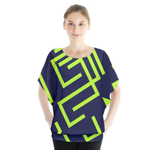 Abstract Pattern Geometric Backgrounds   Batwing Chiffon Blouse by Eskimos