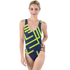 Abstract pattern geometric backgrounds   High Leg Strappy Swimsuit