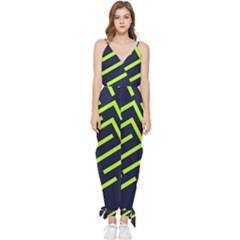 Abstract pattern geometric backgrounds   Sleeveless Tie Ankle Chiffon Jumpsuit