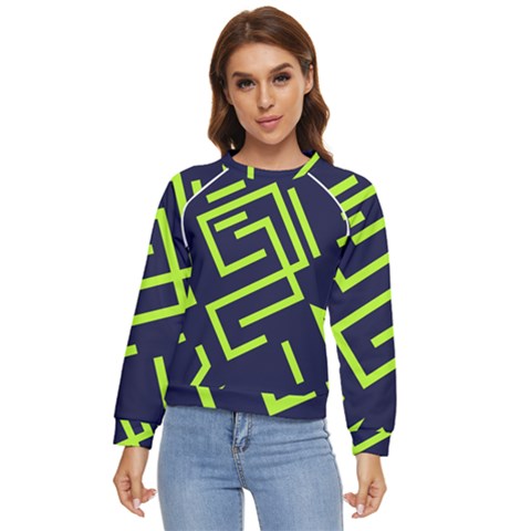 Abstract Pattern Geometric Backgrounds   Women s Long Sleeve Raglan Tee by Eskimos