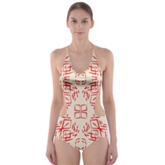 Abstract Pattern Geometric Backgrounds   Cut-out One Piece Swimsuit by Eskimos