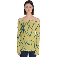Abstract Pattern Geometric Backgrounds   Off Shoulder Long Sleeve Top by Eskimos