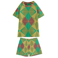 Abstract Pattern Geometric Backgrounds   Kids  Swim Tee And Shorts Set by Eskimos