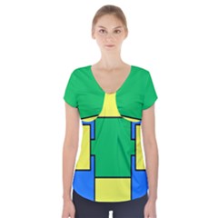 Abstract Pattern Geometric Backgrounds   Short Sleeve Front Detail Top by Eskimos