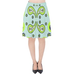 Floral pattern paisley style  Velvet High Waist Skirt