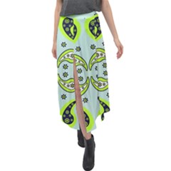 Floral pattern paisley style  Velour Split Maxi Skirt