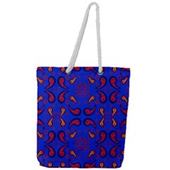 Floral Pattern Paisley Style  Full Print Rope Handle Tote (large) by Eskimos