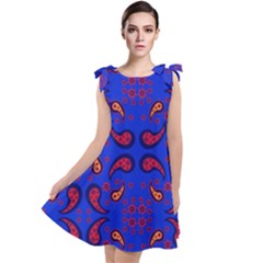 Floral Pattern Paisley Style  Tie Up Tunic Dress by Eskimos