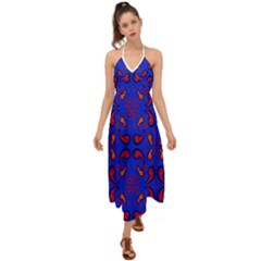 Floral Pattern Paisley Style  Halter Tie Back Dress  by Eskimos