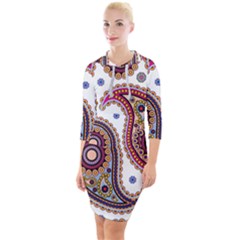 Paisley Pattern Quarter Sleeve Hood Bodycon Dress by befabulous