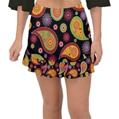 Paisley Pattern Design Fishtail Mini Chiffon Skirt by befabulous