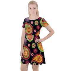 Paisley Pattern Design Cap Sleeve Velour Dress  by befabulous