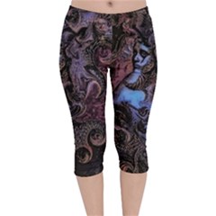 Boho Cthulu Velvet Capri Leggings  by MRNStudios