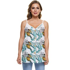 Nature Birds Casual Spaghetti Strap Chiffon Top by Sparkle