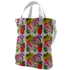 Flowers Pattern Canvas Messenger Bag