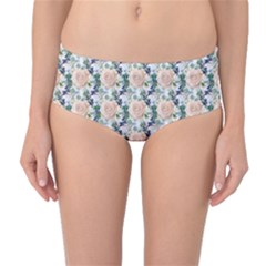 Flowers Pattern Mid-Waist Bikini Bottoms