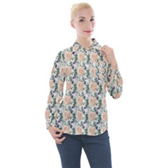 Flowers Pattern Women s Long Sleeve Pocket Shirt