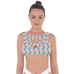 Flowers Pattern Bandaged Up Bikini Top