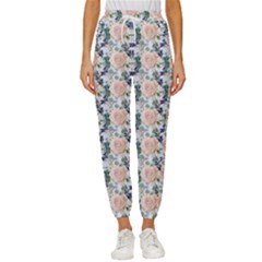 Flowers Pattern Cropped Drawstring Pants