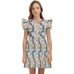 Flowers Pattern Kids  Winged Sleeve Dress