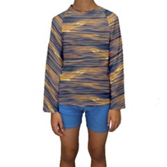 Sunset Waves Pattern Print Kids  Long Sleeve Swimwear by dflcprintsclothing