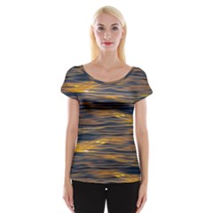 Sunset Waves Pattern Print Cap Sleeve Top by dflcprintsclothing