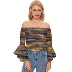 Sunset Waves Pattern Print Off Shoulder Flutter Bell Sleeve Top by dflcprintsclothing