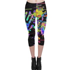 Crazy Multicolored Each Other Running Splashes Hand 1 Capri Leggings  by EDDArt