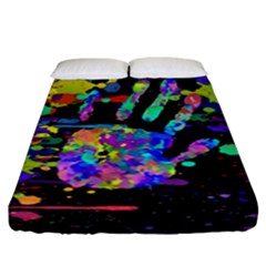 Crazy Multicolored Each Other Running Splashes Hand 1 Fitted Sheet (King Size)