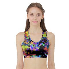 Crazy Multicolored Each Other Running Splashes Hand 1 Sports Bra With Border by EDDArt