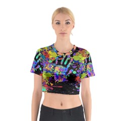 Crazy Multicolored Each Other Running Splashes Hand 1 Cotton Crop Top by EDDArt