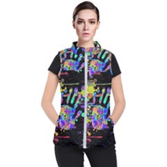 Crazy Multicolored Each Other Running Splashes Hand 1 Women s Puffer Vest by EDDArt