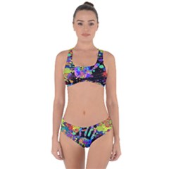 Crazy Multicolored Each Other Running Splashes Hand 1 Criss Cross Bikini Set by EDDArt