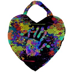 Crazy Multicolored Each Other Running Splashes Hand 1 Giant Heart Shaped Tote by EDDArt