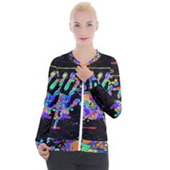 Crazy Multicolored Each Other Running Splashes Hand 1 Casual Zip Up Jacket by EDDArt