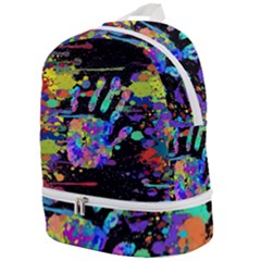 Crazy Multicolored Each Other Running Splashes Hand 1 Zip Bottom Backpack by EDDArt