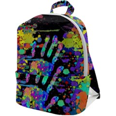 Crazy Multicolored Each Other Running Splashes Hand 1 Zip Up Backpack by EDDArt