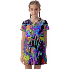 Crazy Multicolored Each Other Running Splashes Hand 1 Kids  Asymmetric Collar Dress by EDDArt