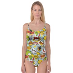 Comic Pow Bamm Boom Poof Wtf Pattern 1 Camisole Leotard  by EDDArt