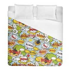 Comic Pow Bamm Boom Poof Wtf Pattern 1 Duvet Cover (full/ Double Size) by EDDArt