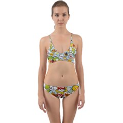 Comic Pow Bamm Boom Poof Wtf Pattern 1 Wrap Around Bikini Set by EDDArt