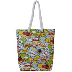 Comic Pow Bamm Boom Poof Wtf Pattern 1 Full Print Rope Handle Tote (small) by EDDArt