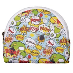 Comic Pow Bamm Boom Poof Wtf Pattern 1 Horseshoe Style Canvas Pouch by EDDArt