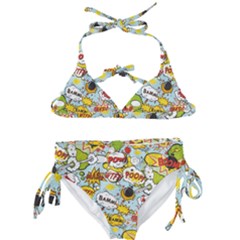 Comic Pow Bamm Boom Poof Wtf Pattern 1 Kids  Classic Bikini Set by EDDArt