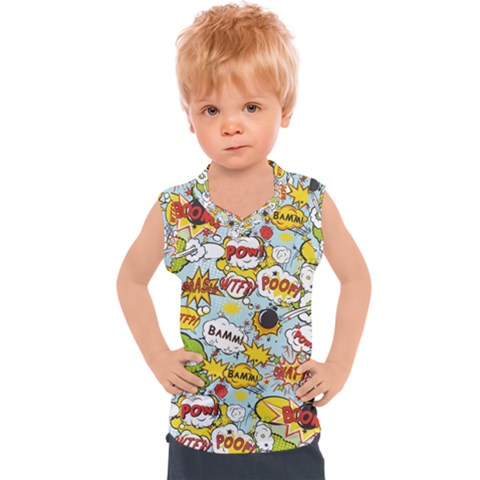 Comic Pow Bamm Boom Poof Wtf Pattern 1 Kids  Sport Tank Top by EDDArt