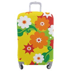 Flower Power Wallpaper Green Yellow Orange Red Luggage Cover (medium)