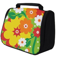 Flower Power Wallpaper Green Yellow Orange Red Full Print Travel Pouch (big) by EDDArt