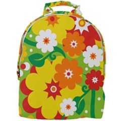 Flower Power Wallpaper Green Yellow Orange Red Mini Full Print Backpack by EDDArt