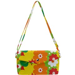 Flower Power Wallpaper Green Yellow Orange Red Removable Strap Clutch Bag by EDDArt